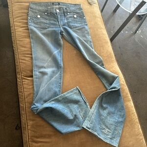 original soft denim Pure cotton Jeans light blue wash Inseam 33 super Long legs